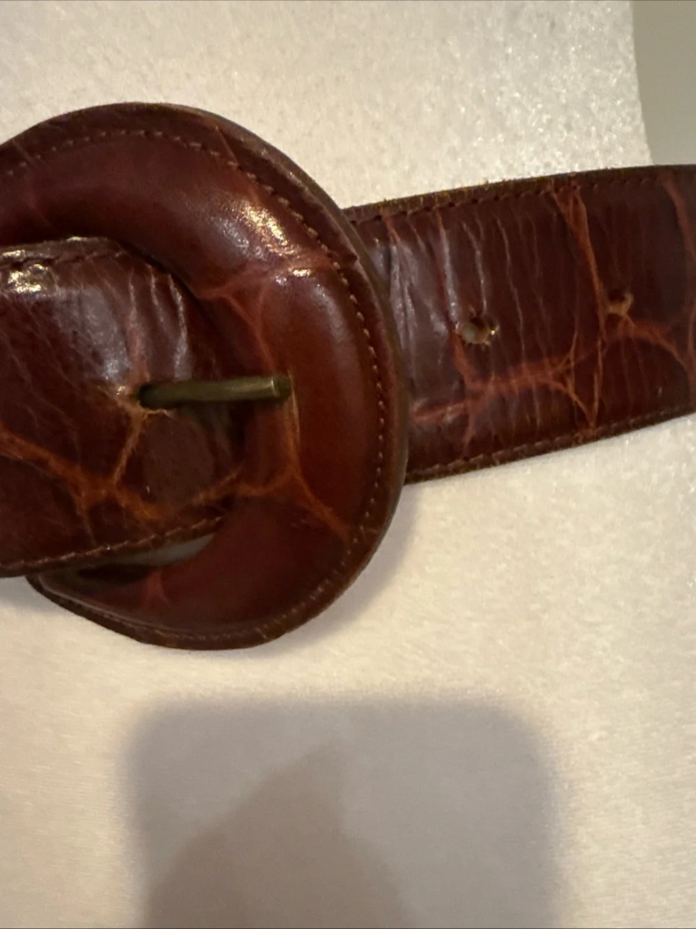 Vintage Zele leather croc embossed belt size 28